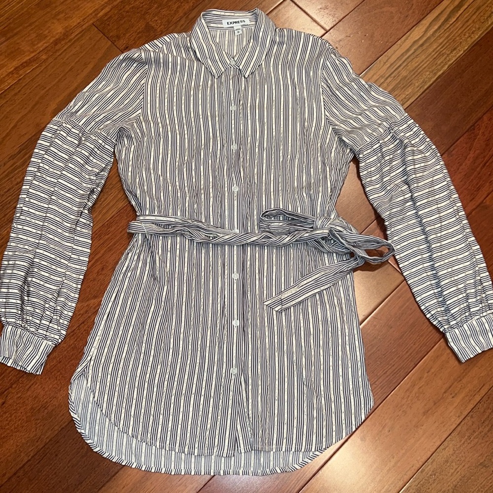 Express Long Button Down Top
